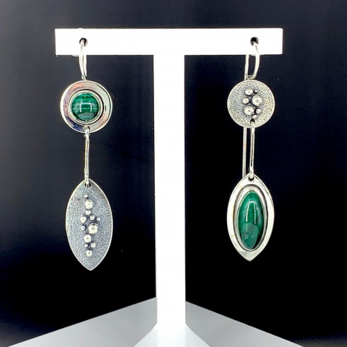 Серьги с1736 (11.80 г), серебро,  Зеленый Малахит купить в интернет-магазине Циркон С
