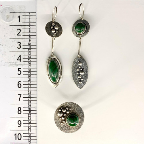 Серьги с1736 (11.80 г), серебро,  Зеленый Малахит купить в интернет-магазине Циркон С