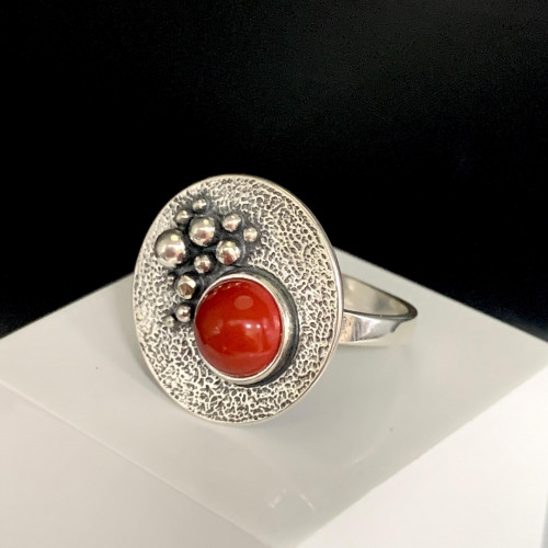 Кольцо к1736 (6.60 г), серебро,  Красный Коралл (Имит) купить в интернет-магазине Циркон С