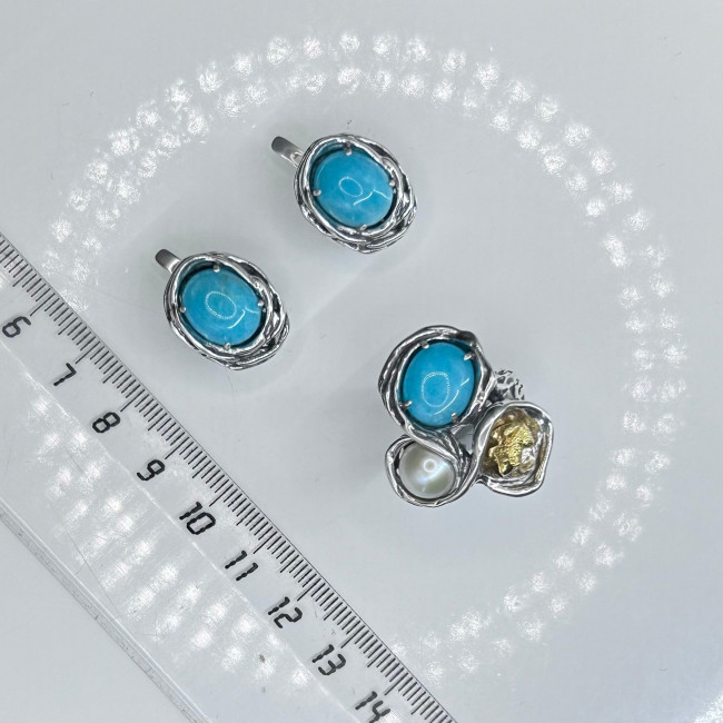 Серьги с1744 (11.24 г), серебро, голубой, амазонит перу купить в интернет-магазине Циркон С