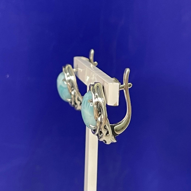 Серьги с1744 (11.56 г), серебро, голубой, ларимар купить в интернет-магазине Циркон С