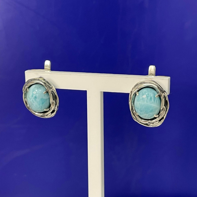 Серьги с1744 (11.56 г), серебро, голубой, ларимар купить в интернет-магазине Циркон С