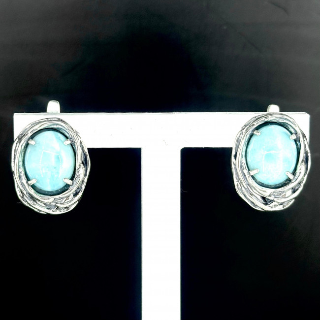 Серьги с1744 (11.56 г), серебро, голубой, ларимар купить в интернет-магазине Циркон С