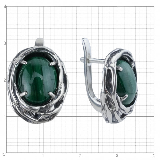 Серьги с1744 (11.68 г), серебро, зеленый, малахит купить в интернет-магазине Циркон С