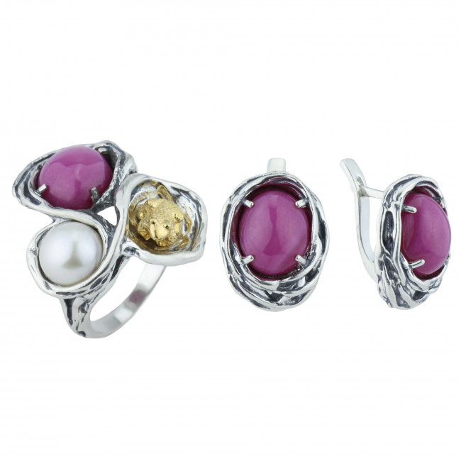 Серьги с1744 (12.33 г), серебро, малиновый, корунд купить в интернет-магазине Циркон С
