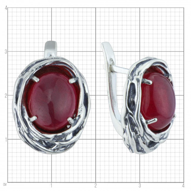 Серьги с1744 (12.18 г), серебро, малиновый, шпинель купить в интернет-магазине Циркон С
