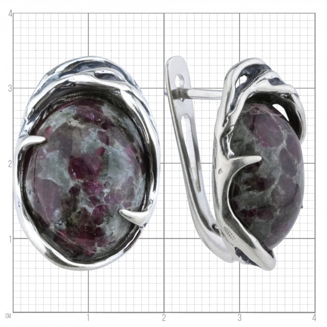Серьги с1745 (16.62 г), серебро, бордовый, эвдиалит купить в интернет-магазине Циркон С