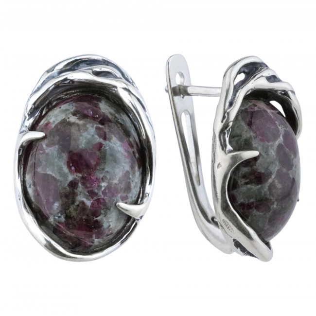 Серьги с1745 (16.62 г), серебро, бордовый, эвдиалит купить в интернет-магазине Циркон С