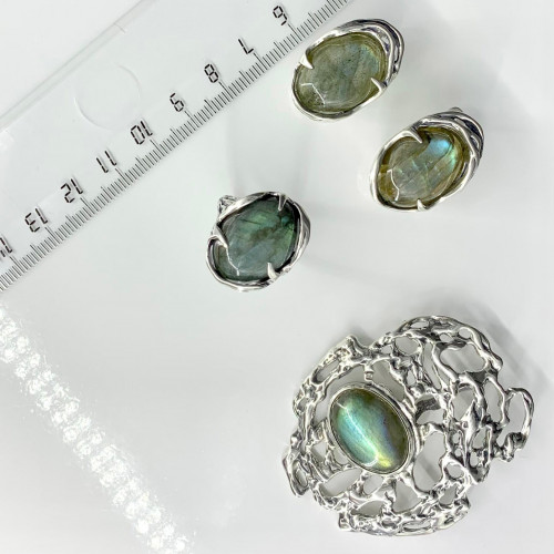 Серьги с1745 (16.19 г), серебро,  Голубой Лабрадор купить в интернет-магазине Циркон С