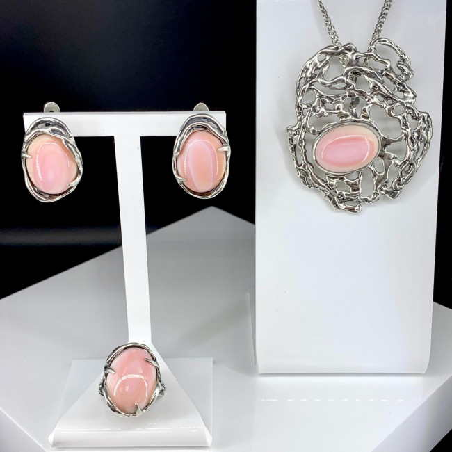 Серьги с1745 (15.31 г), серебро, розовый, кожа ангела купить в интернет-магазине Циркон С