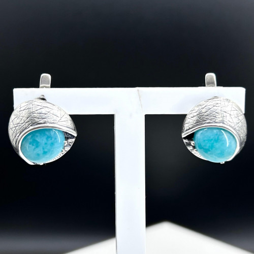 Серьги с1763 (9.07 г), серебро,  Голубой Амазонит Перу купить в интернет-магазине Циркон С