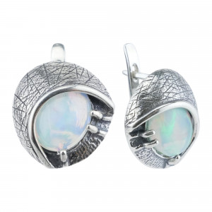 Серьги с опалом в серебре с1763