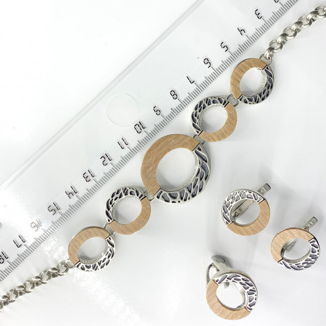 Серьги с1770 (8.62 г), серебро, дерево купить в интернет-магазине Циркон С