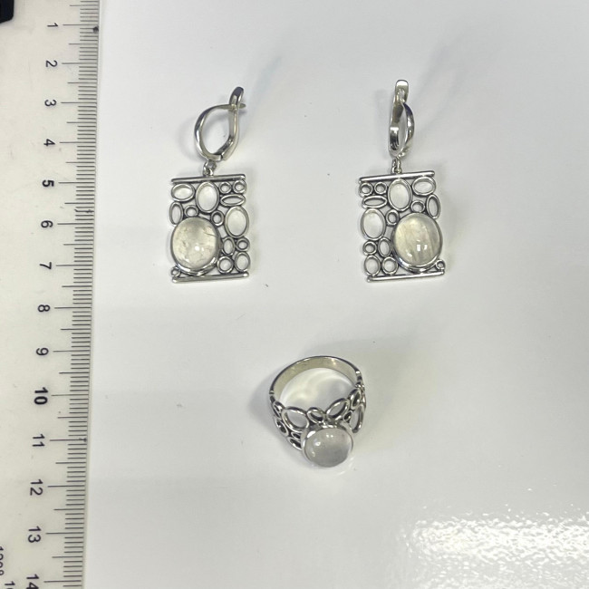 Серьги с1775 (9.90 г), серебро, молочно-голубой, адуляр купить в интернет-магазине Циркон С