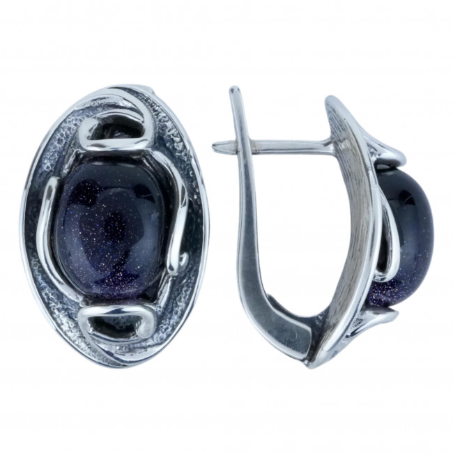 Серьги с1782 (10.80 г), серебро, темно-синий, авантюрин (имит) купить в интернет-магазине Циркон С