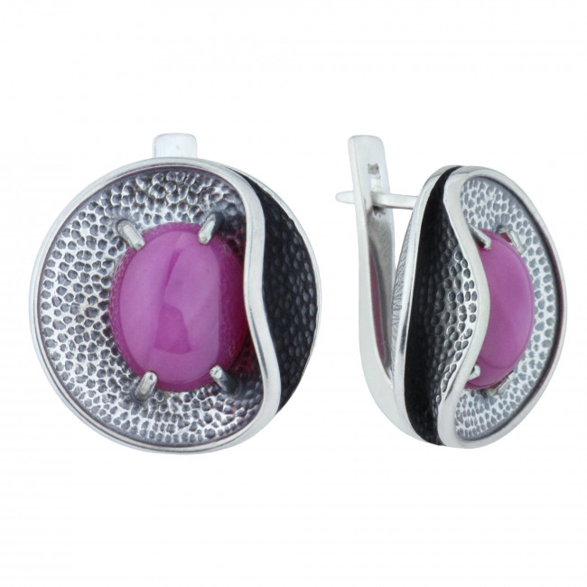 Серьги с1782 (15.00 г), серебро, малиновый, корунд купить в интернет-магазине Циркон С