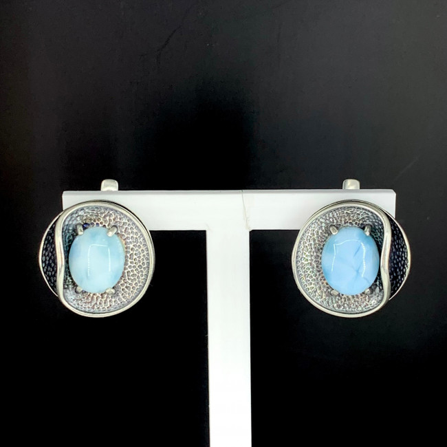 Серьги с1782 (14.13 г), серебро, голубой, ларимар купить в интернет-магазине Циркон С