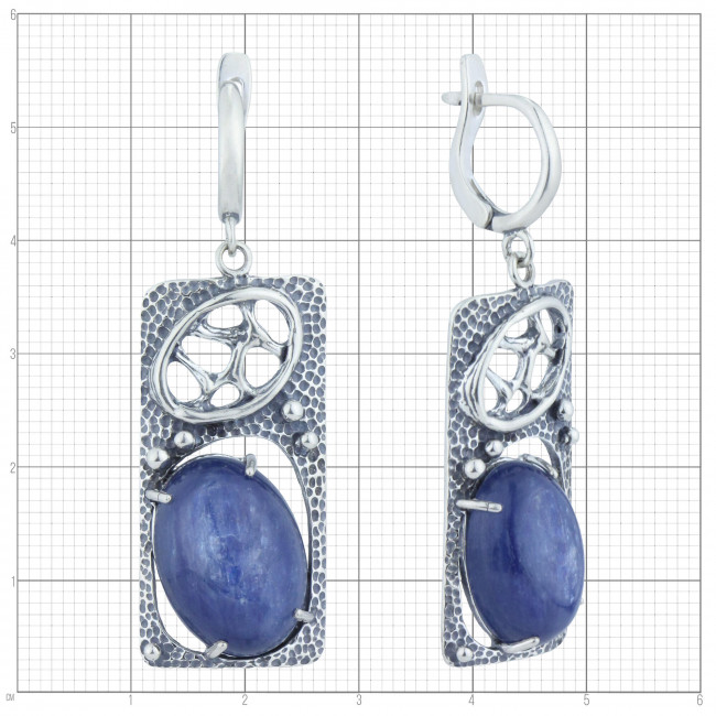 Серьги с1787 (16.97 г), серебро, синий, кианит купить в интернет-магазине Циркон С