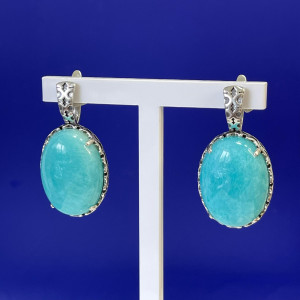 Серьги с1795 (13.71 г), серебро,  Голубой Амазонит Перу купить в интернет-магазине Циркон С
