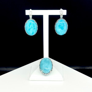 Серьги с1795 (13.71 г), серебро,  Голубой Амазонит Перу купить в интернет-магазине Циркон С