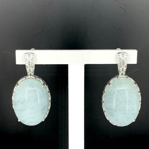 Серьги с1795 (16.10 г), серебро,  Голубой Аквамарин купить в интернет-магазине Циркон С