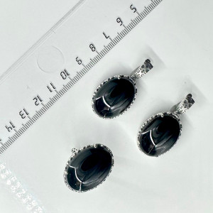 Серьги с1795 (14.70 г), серебро,  Черный Агат купить в интернет-магазине Циркон С