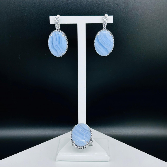 Серьги с1795 (14.67 г), серебро, голубой, агат купить в интернет-магазине Циркон С