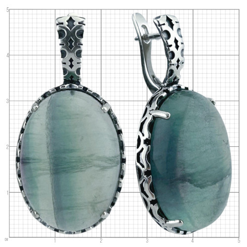 Серьги с1795 (17.69 г), серебро,  Зеленый Флюорит купить в интернет-магазине Циркон С