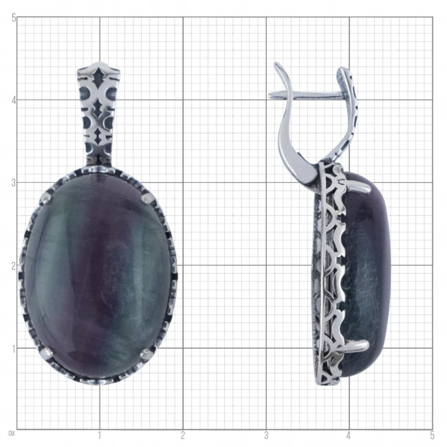 Серьги с1795 (18.02 г), серебро, фиолетовый, флюорит купить в интернет-магазине Циркон С