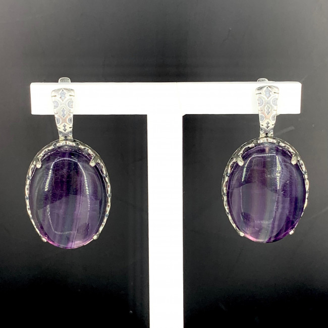Серьги с1795 (18.02 г), серебро, фиолетовый, флюорит купить в интернет-магазине Циркон С