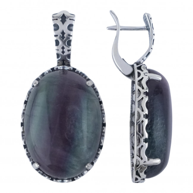 Серьги с1795 (18.02 г), серебро, фиолетовый, флюорит купить в интернет-магазине Циркон С
