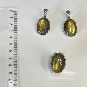 Серьги с лабрадоритом в серебре с1795