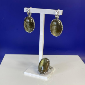 Серьги с лабрадоритом в серебре с1795