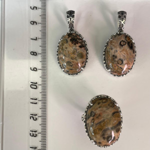 Серьги с1795 (13.18 г), серебро,  Серо-желтый Яшма купить в интернет-магазине Циркон С