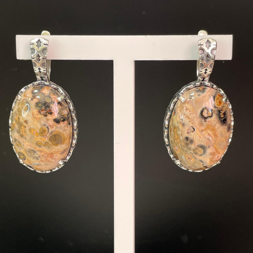 Серьги с1795 (13.18 г), серебро,  Серо-желтый Яшма купить в интернет-магазине Циркон С
