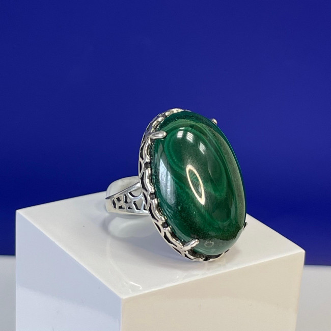 Кольцо к1795 (9.20 г), серебро, зеленый, малахит купить в интернет-магазине Циркон С