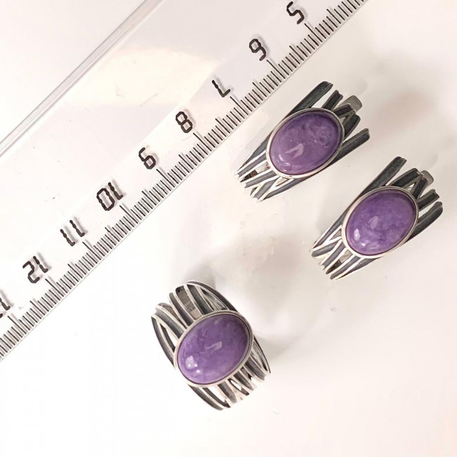 Серьги с1802 (10.72 г), серебро, фиолетовый, чароит купить в интернет-магазине Циркон С