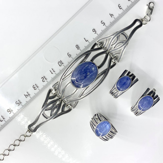 Серьги с1802 (11.22 г), серебро, синий, кианит купить в интернет-магазине Циркон С