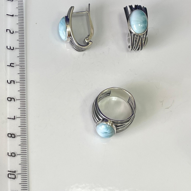 Серьги с1802 (10.58 г), серебро, голубой, ларимар купить в интернет-магазине Циркон С
