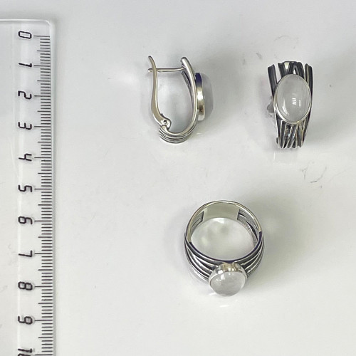 Серьги с1802 (10.83 г), серебро,  Молочно-голубой Адуляр купить в интернет-магазине Циркон С