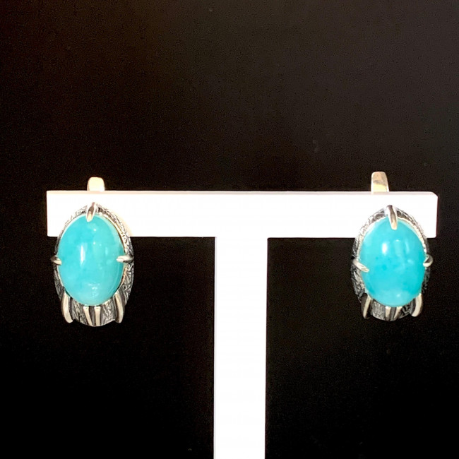 Серебряные серьги Циркон с1803, голубой, амазонит перу Серьги с1803 (6.48 г), серебро, голубой, амазонит перу купить в интернет-магазине Циркон С