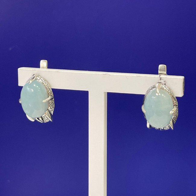 Серьги с1803 (6.63 г), серебро, голубой, аквамарин купить в интернет-магазине Циркон С
