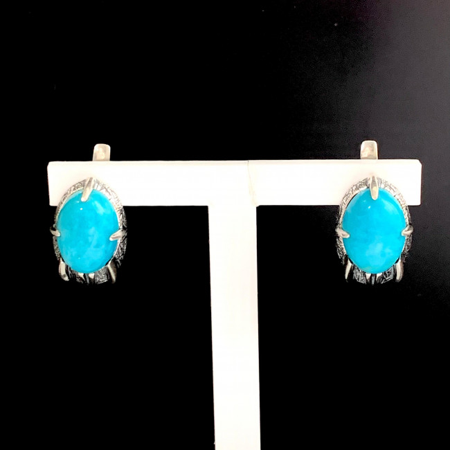 Серьги с1803 (5.96 г), серебро, голубой, бирюза купить в интернет-магазине Циркон С