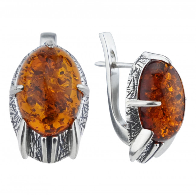 Серебряные серьги Циркон с1803, коричневый, янтарь Серьги с1803 (5.24 г), серебро, коричневый, янтарь купить в интернет-магазине Циркон С