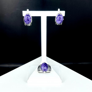 Серьги с1803 (6.94 г), серебро,  Фиолетовый Чароит купить в интернет-магазине Циркон С