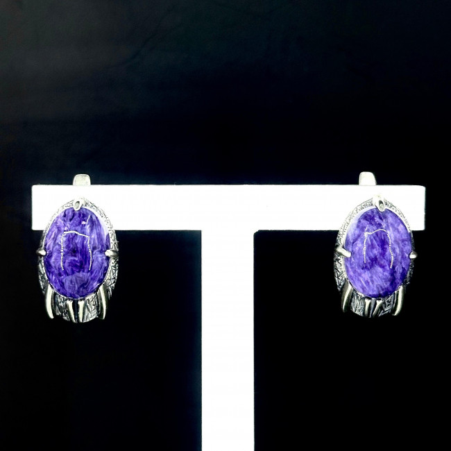 Серьги с1803 (6.94 г), серебро, фиолетовый, чароит купить в интернет-магазине Циркон С