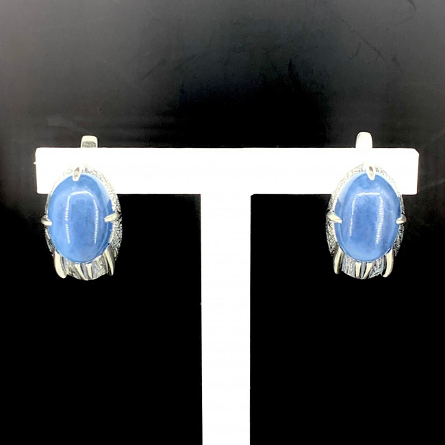 Серьги с1803 (7.08 г), серебро, синий, кианит купить в интернет-магазине Циркон С