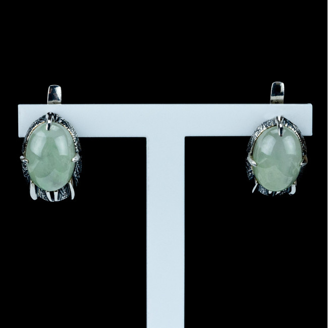 Серебряные серьги Циркон с1803, зеленый, пренит Серьги с1803 (6.68 г), серебро, зеленый, пренит купить в интернет-магазине Циркон С