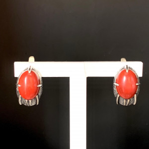 Серьги с кораллом в серебре с1803