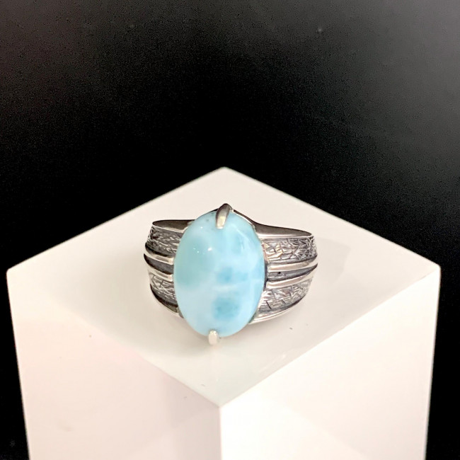 Серебряное кольцо Циркон к1803, голубой, ларимар Кольцо к1803 (5.86 г), серебро, голубой, ларимар купить в интернет-магазине Циркон С